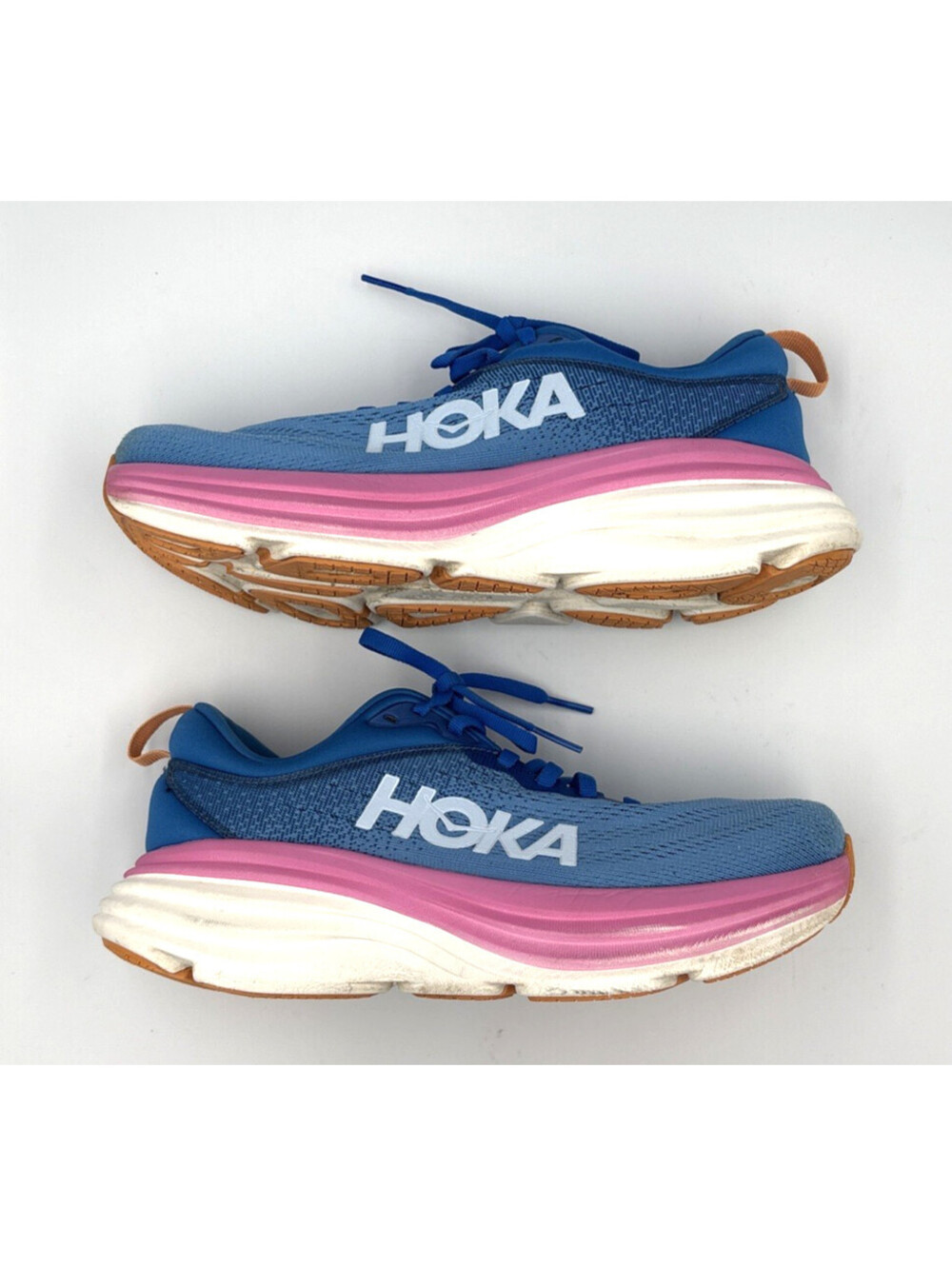 HOKA Bondi 8 Women's 7.5 Coastal Sky All Aboard Blue Pink Running Shoes